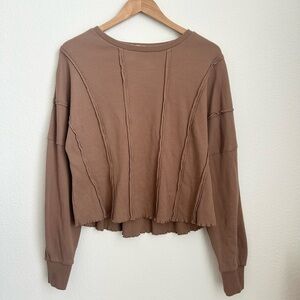 New In Brown Exposed Seams Long Sleeve - Medium